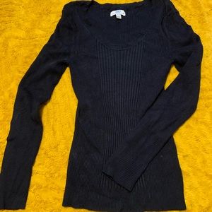 Black ribbed long sleeve sweater